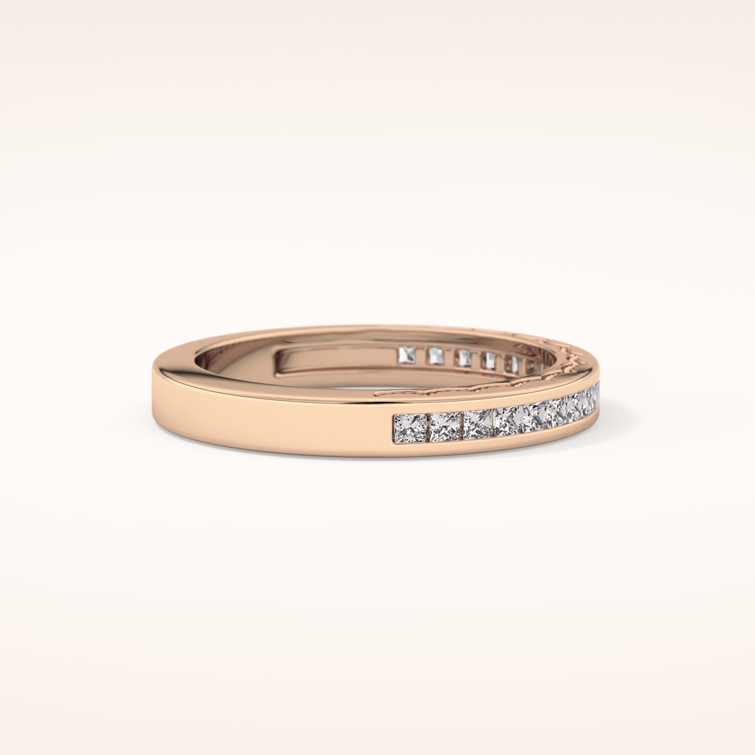 0.48 TCW Princess Shaped Moissanite Half Eternity Wedding Band