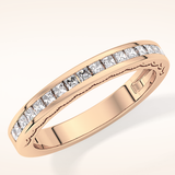 0.48 TCW Princess Shaped Moissanite Half Eternity Wedding Band