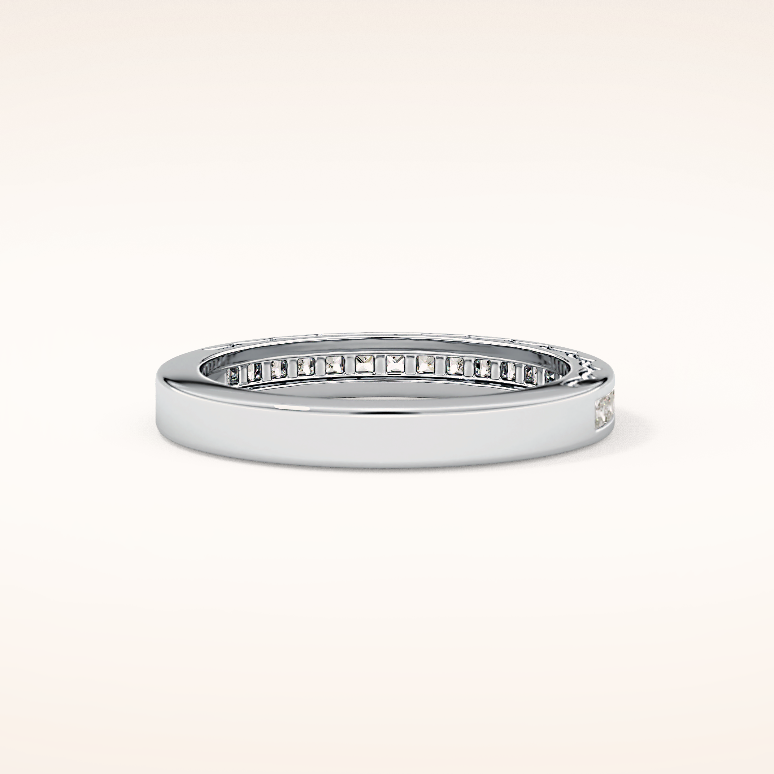 0.48 TCW Princess Shaped Moissanite Half Eternity Wedding Band