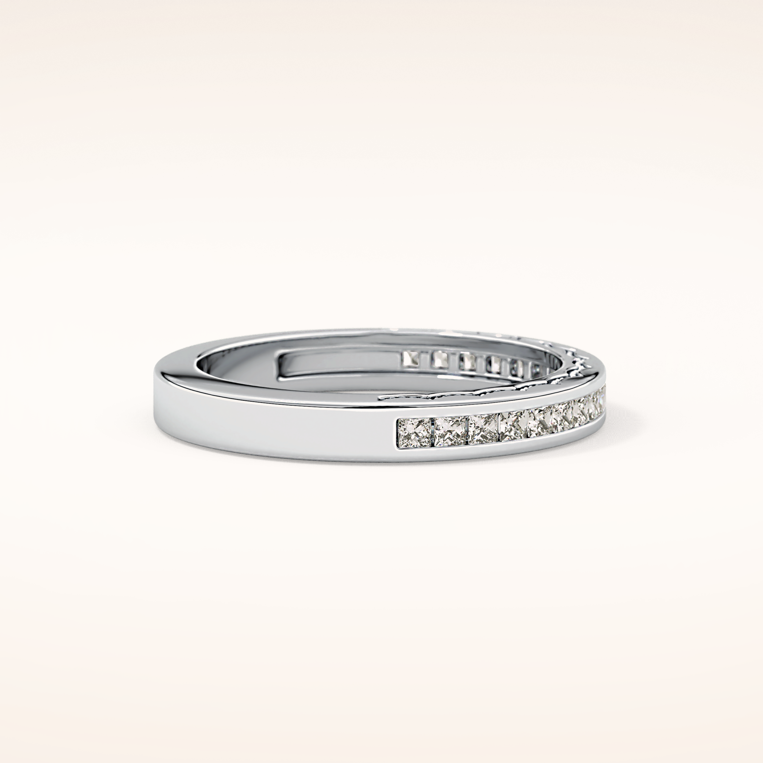 0.48 TCW Princess Shaped Moissanite Half Eternity Wedding Band