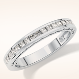 0.48 TCW Princess Shaped Moissanite Half Eternity Wedding Band