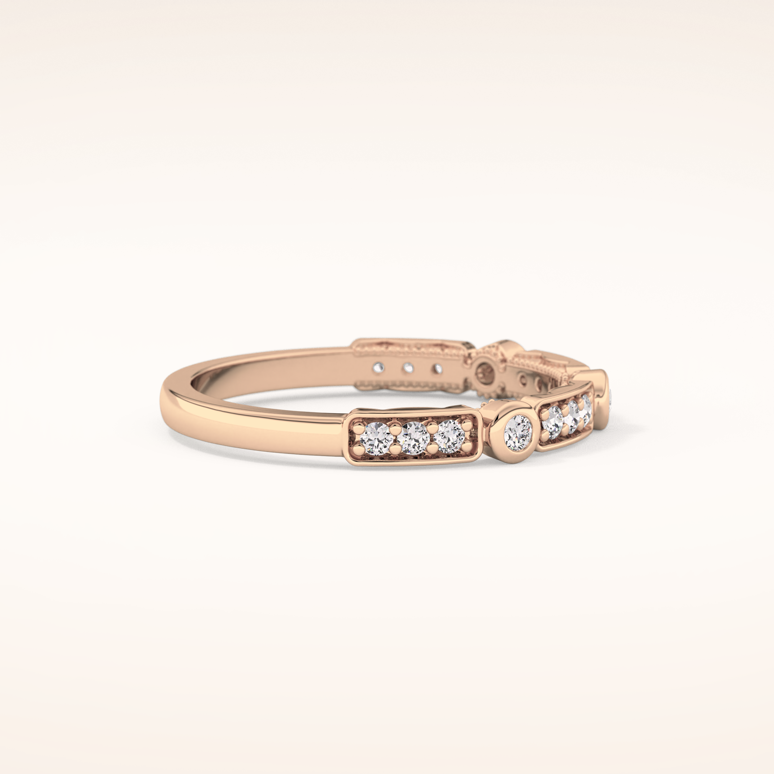 0.2 TCW Round Shaped Moissanite Half Eternity Wedding Band