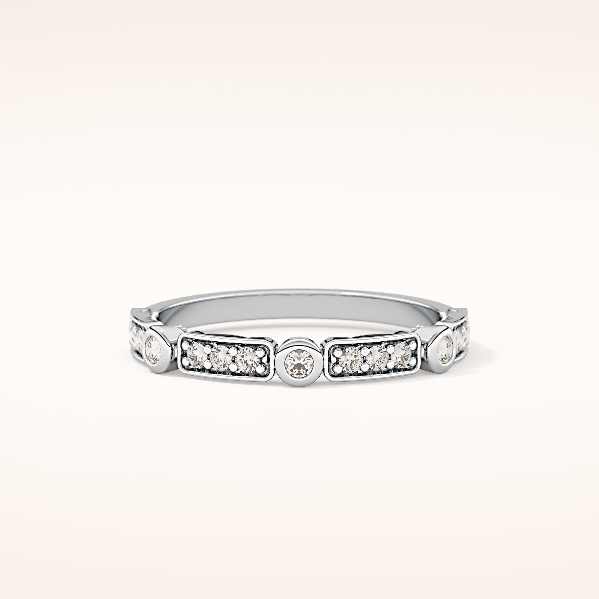 0.2 TCW Round Shaped Moissanite Half Eternity Wedding Band