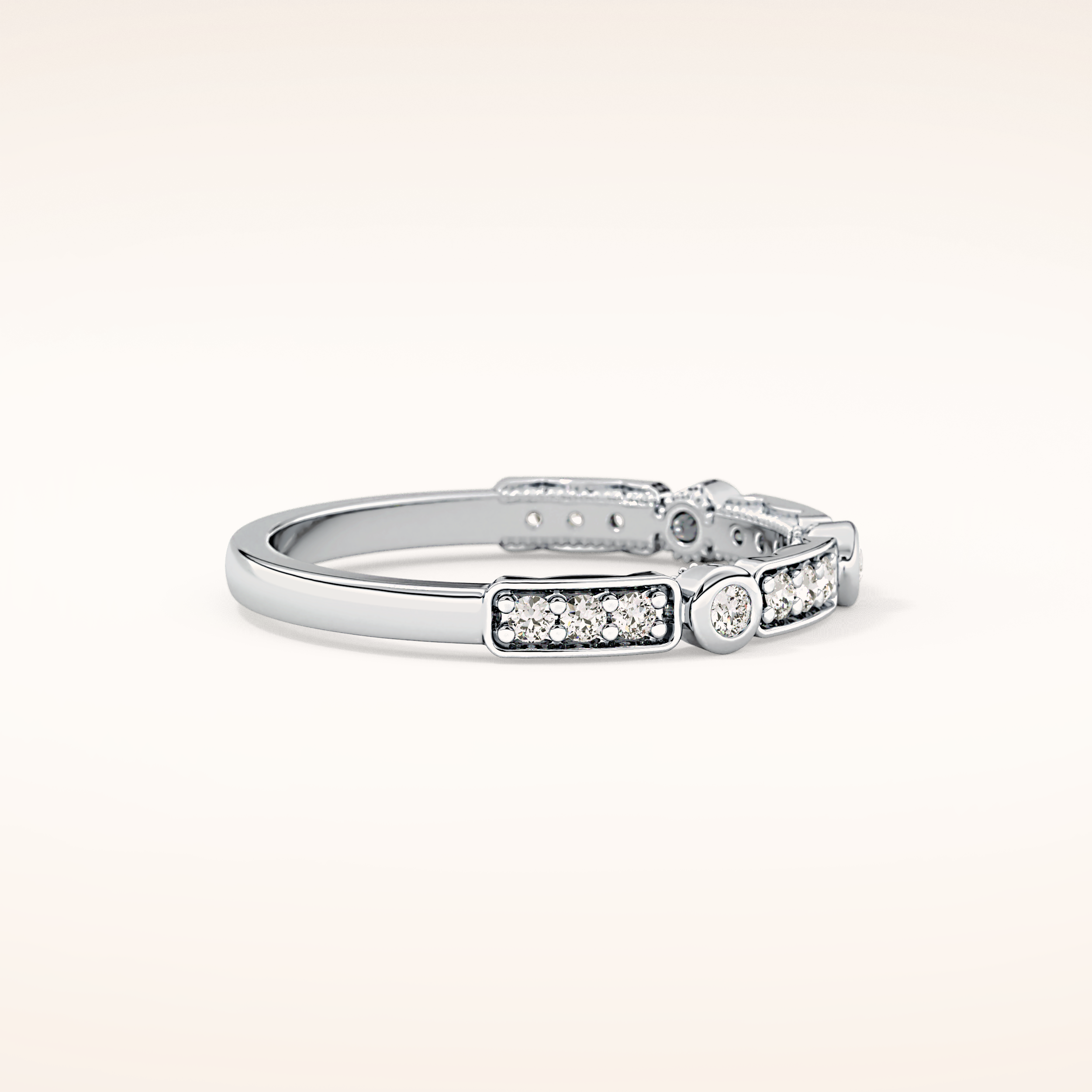 0.2 TCW Round Shaped Moissanite Half Eternity Wedding Band