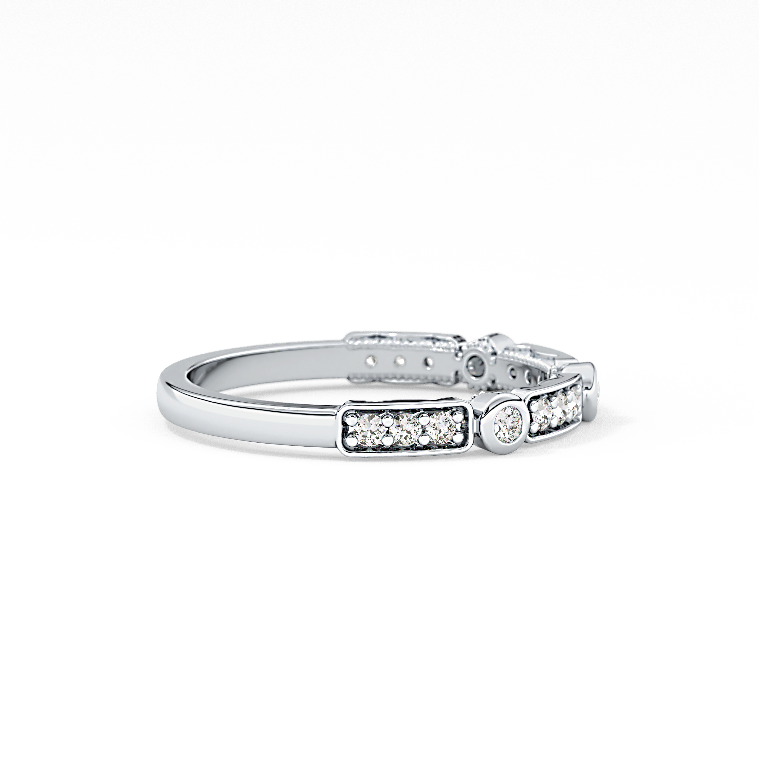 Half Eternity Wedding Band with 0.2 TCW Round Cut Moissanite – Yellow, White, or Rose Gold
