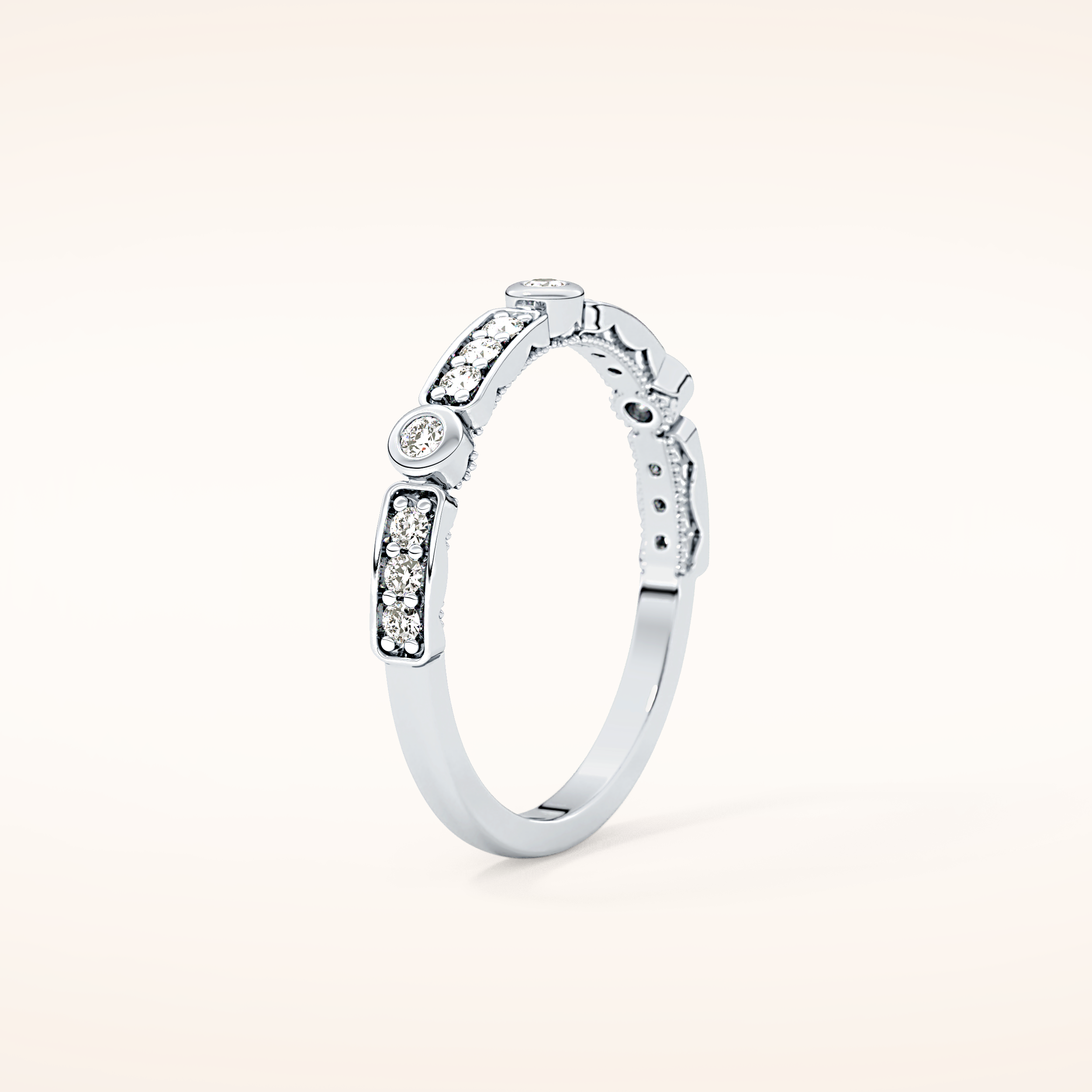 0.2 TCW Round Shaped Moissanite Half Eternity Wedding Band