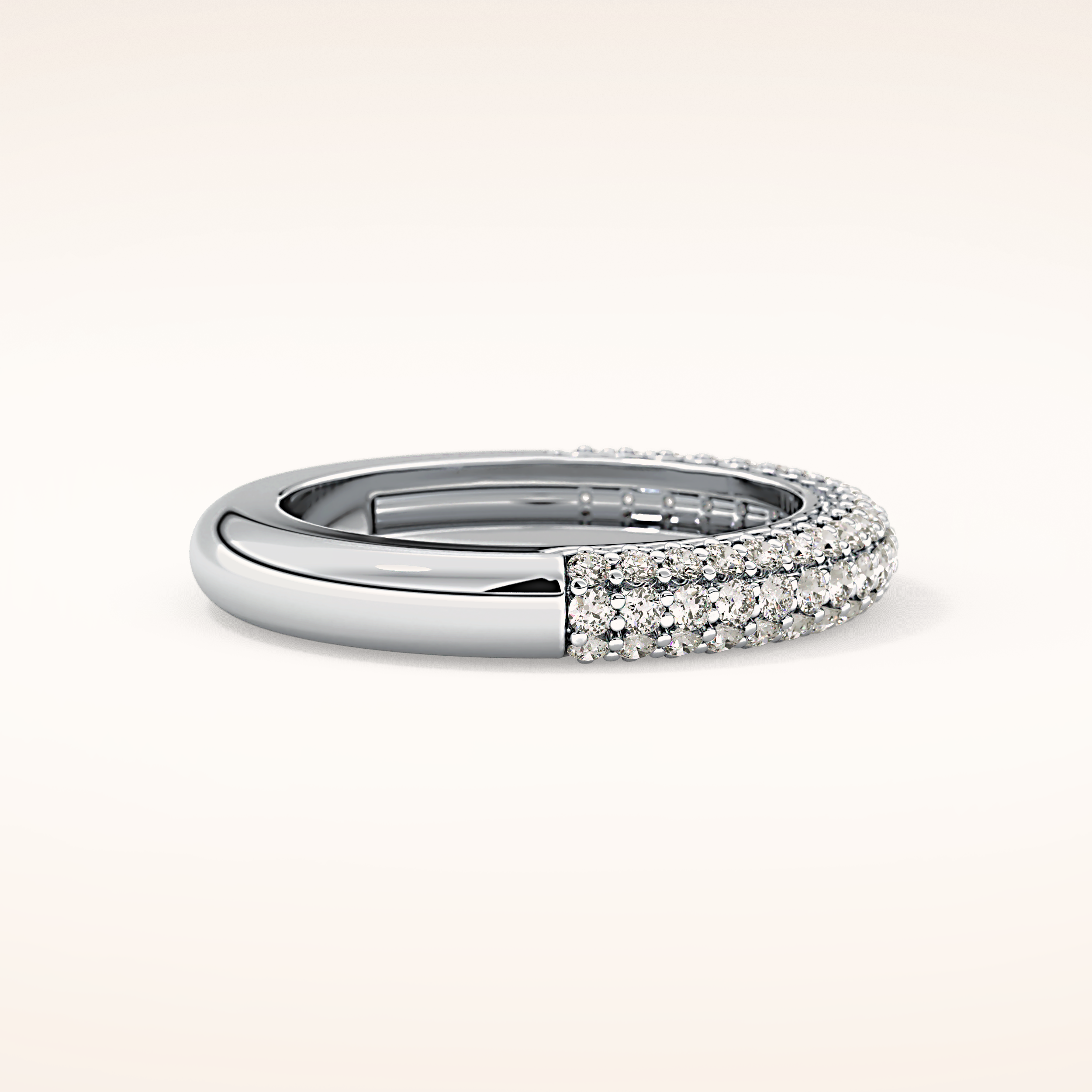 0.68 TCW Round Shaped Moissanite Half Eternity Wedding Band
