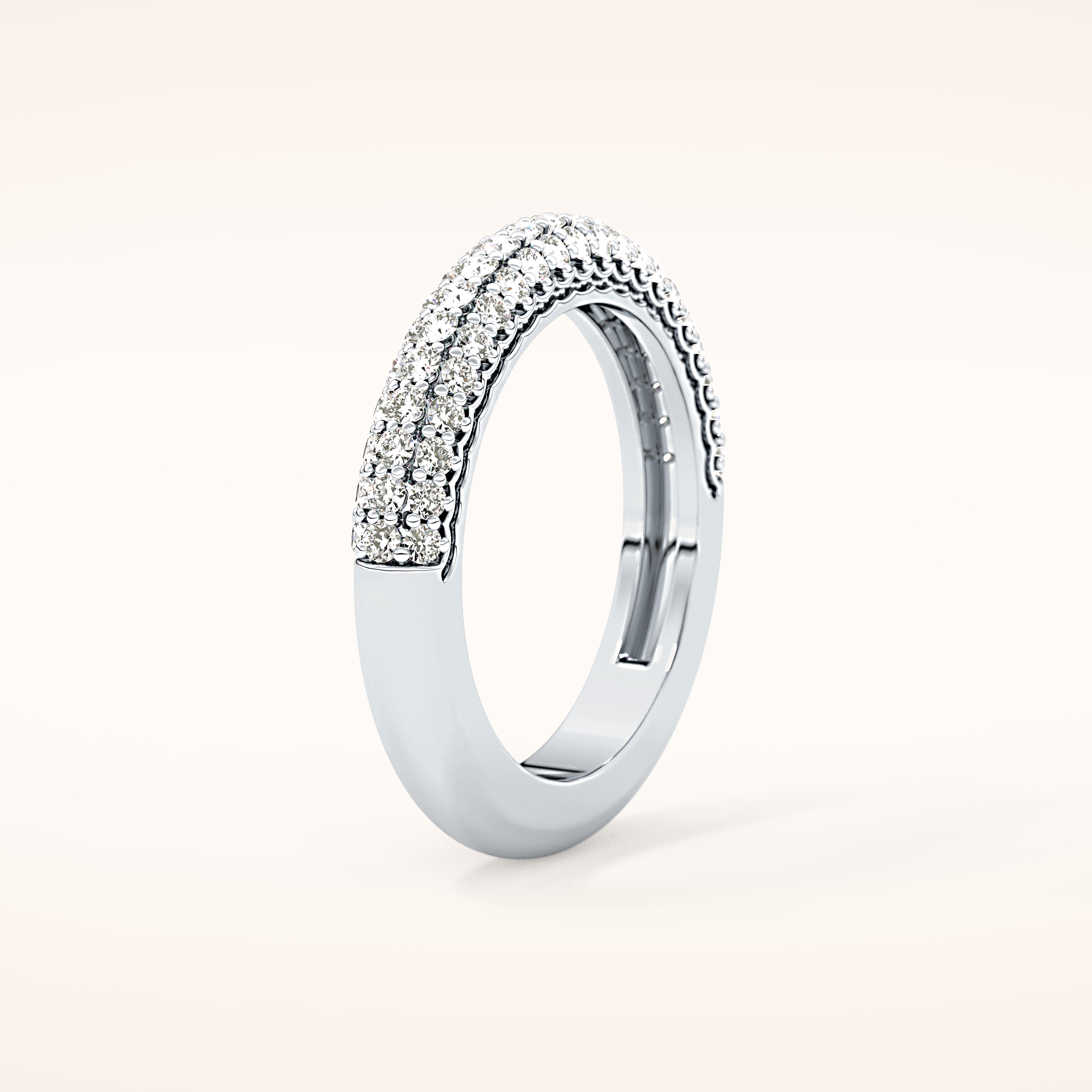 0.68 TCW Round Shaped Moissanite Half Eternity Wedding Band