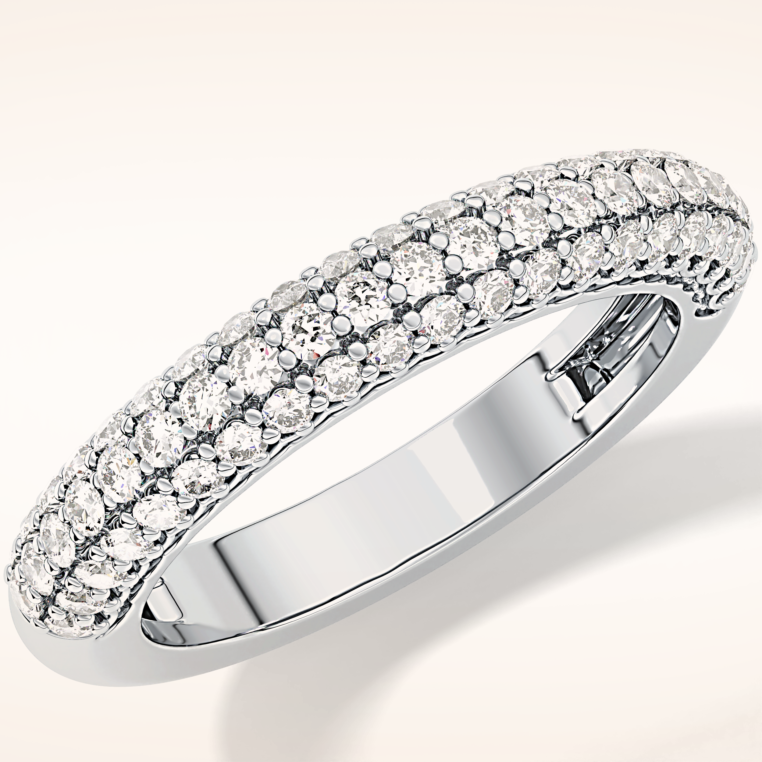 0.68 TCW Round Shaped Moissanite Half Eternity Wedding Band