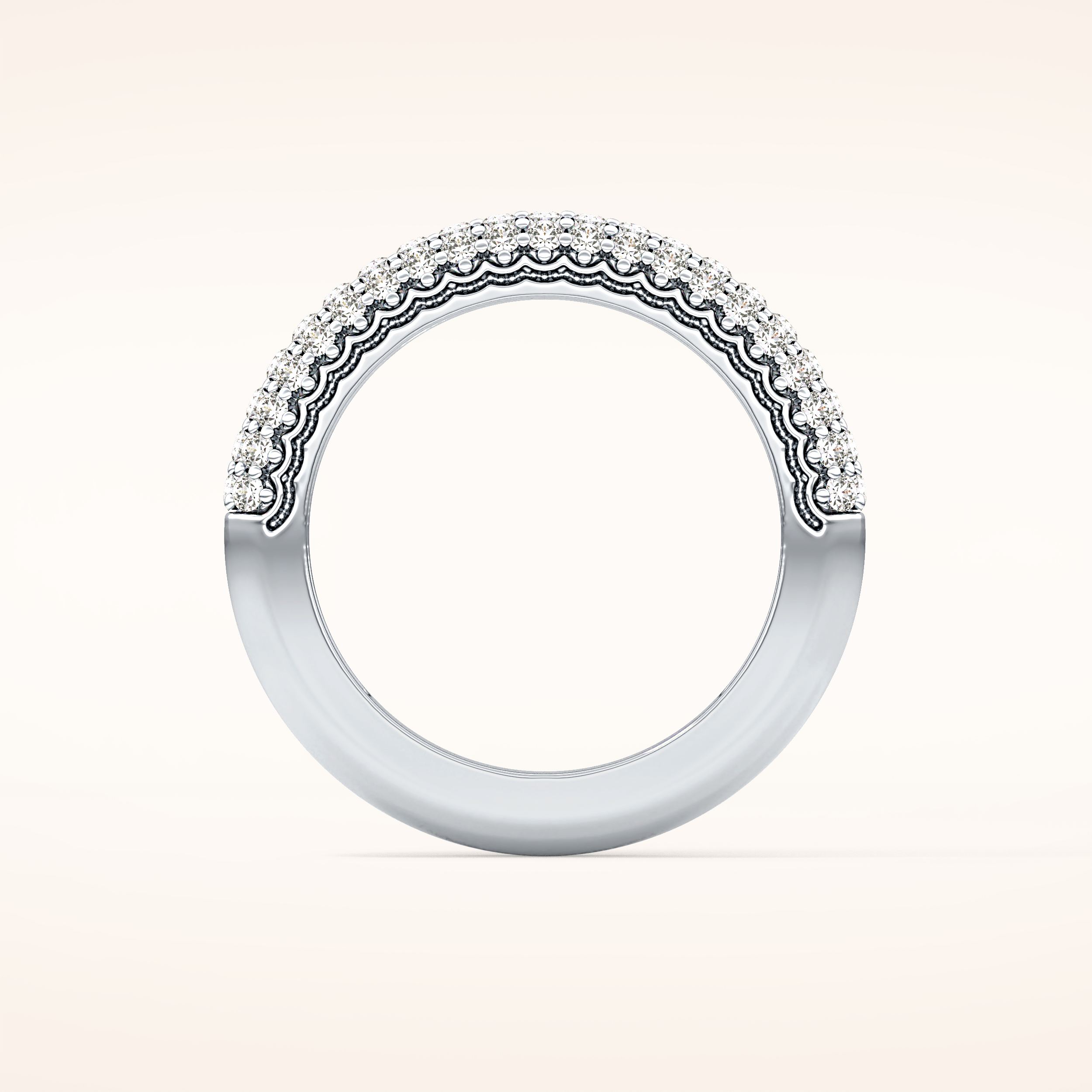 0.68 TCW Round Shaped Moissanite Half Eternity Wedding Band