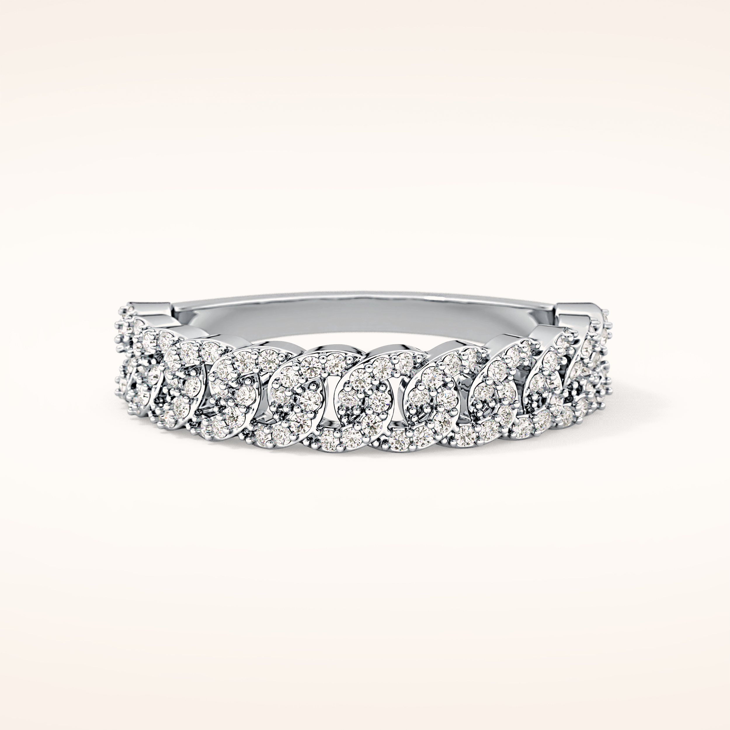 0.37 TCW Round Shaped Moissanite Half Eternity Wedding Band