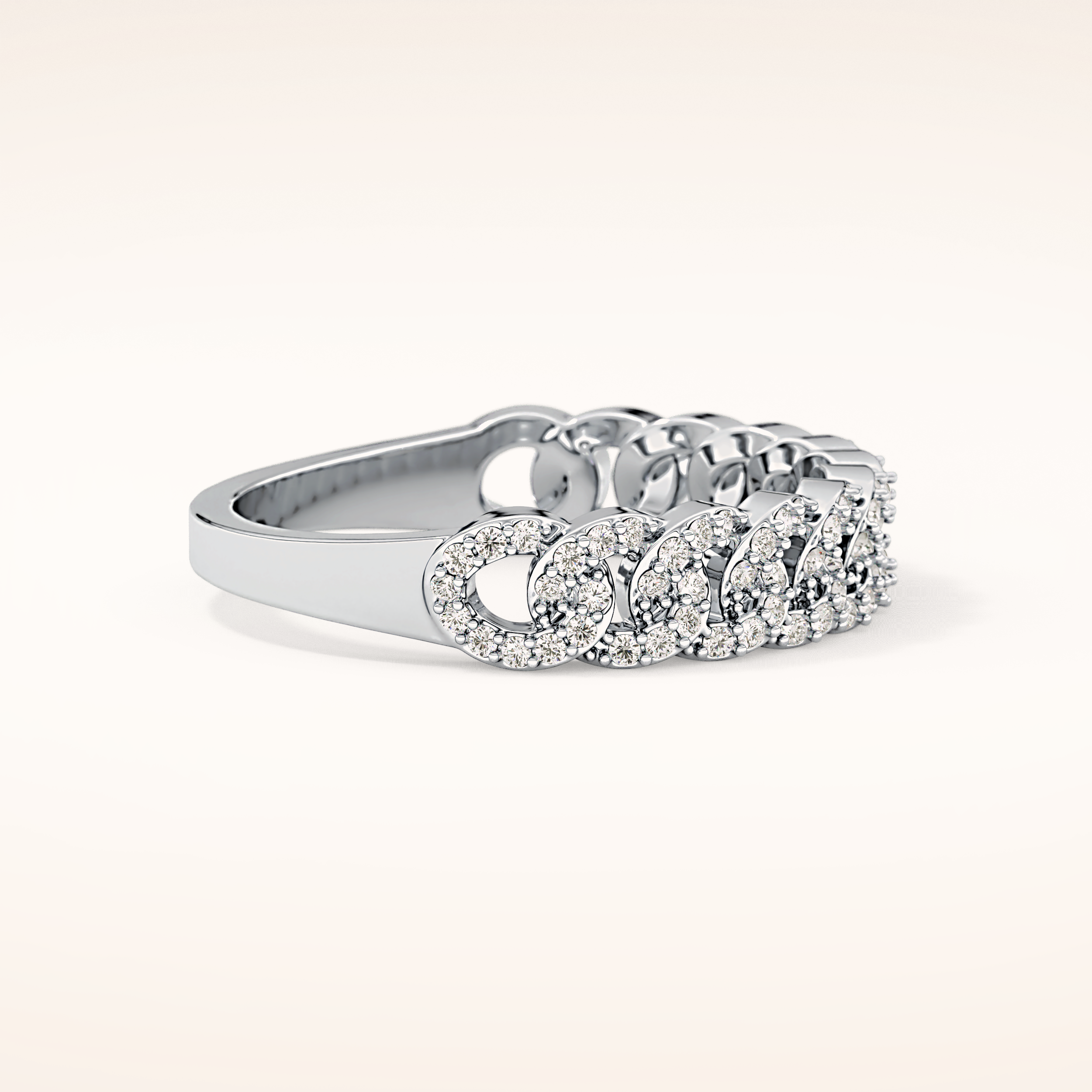0.37 TCW Round Shaped Moissanite Half Eternity Wedding Band