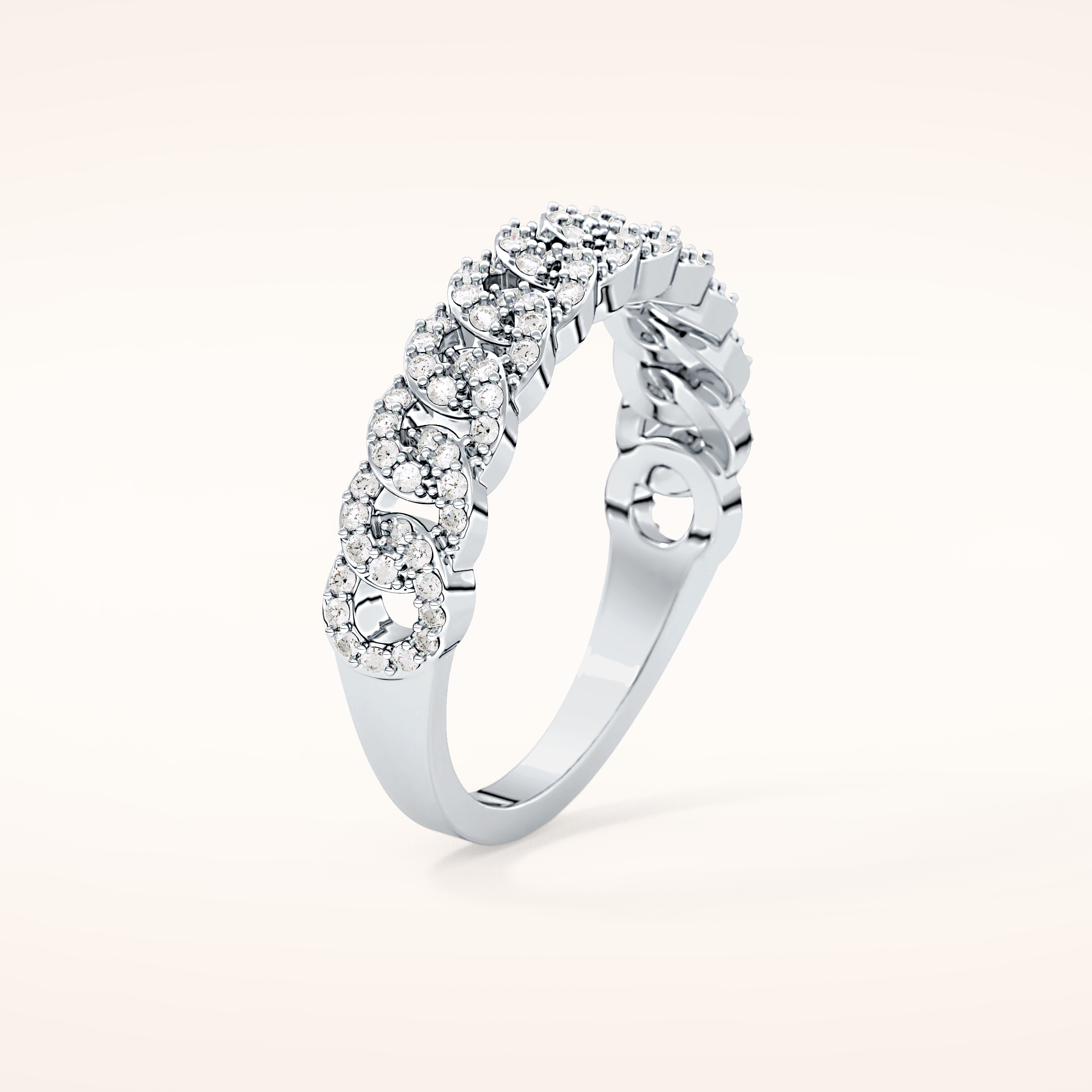 0.37 TCW Round Shaped Moissanite Half Eternity Wedding Band