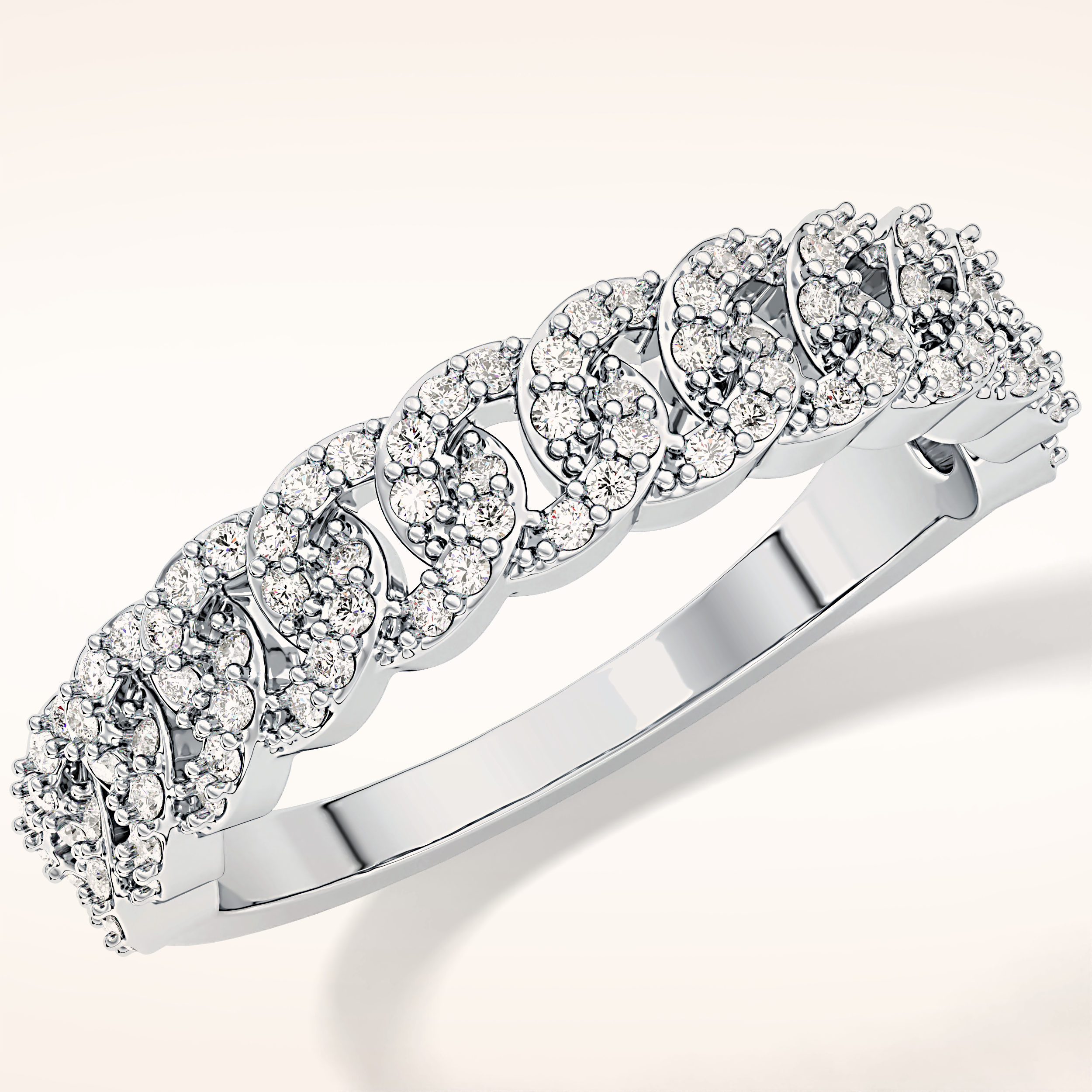 0.37 TCW Round Shaped Moissanite Half Eternity Wedding Band