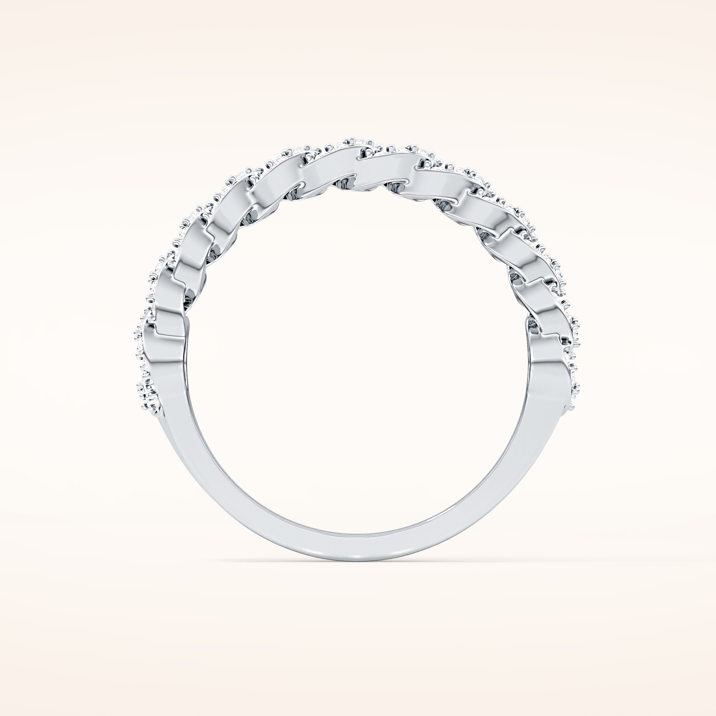 0.37 TCW Round Shaped Moissanite Half Eternity Wedding Band