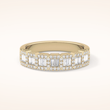 0.71 TCW Round & Baguette Shaped Moissanite Half Eternity Wedding Band