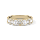 Half Eternity Wedding Band with 0.71 TCW Round and Baguette Cut Moissanite – Yellow, White, or Rose Gold