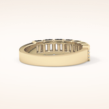 0.71 TCW Round & Baguette Shaped Moissanite Half Eternity Wedding Band