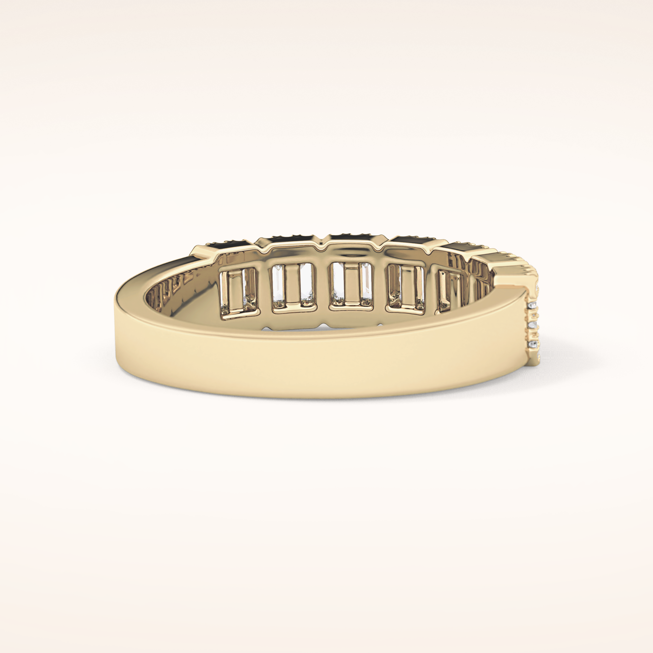 0.71 TCW Round & Baguette Shaped Moissanite Half Eternity Wedding Band