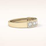 0.71 TCW Round & Baguette Shaped Moissanite Half Eternity Wedding Band