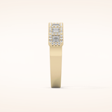 0.71 TCW Round & Baguette Shaped Moissanite Half Eternity Wedding Band