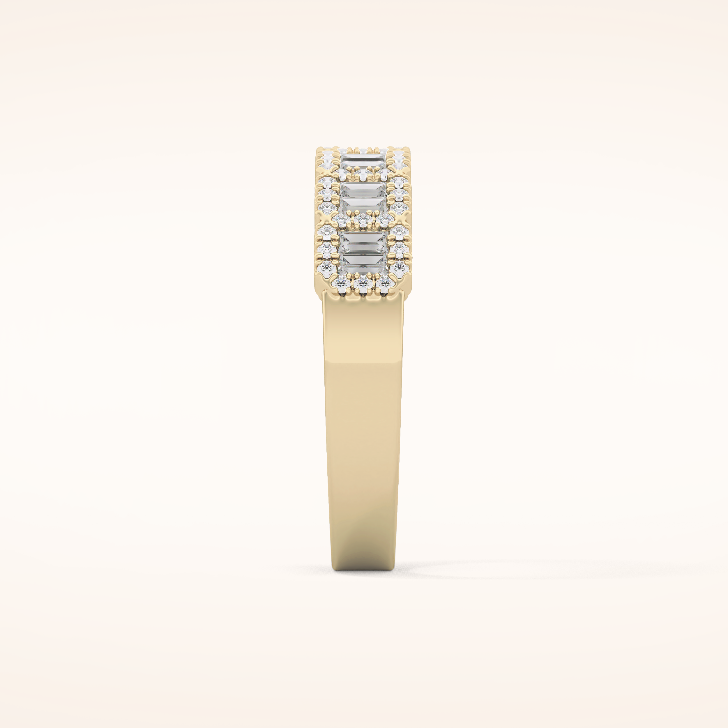 0.71 TCW Round & Baguette Shaped Moissanite Half Eternity Wedding Band
