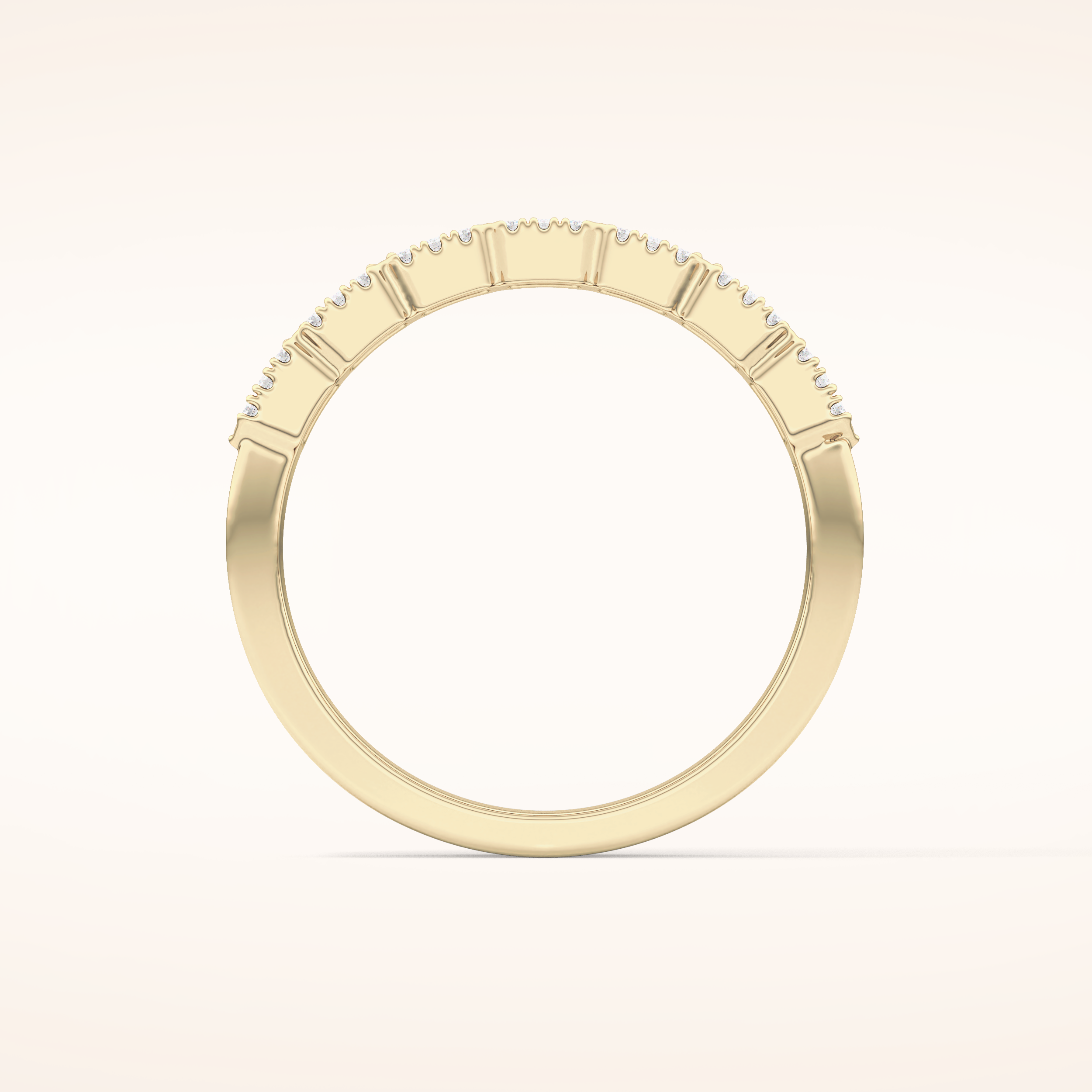 0.71 TCW Round & Baguette Shaped Moissanite Half Eternity Wedding Band