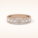 0.71 TCW Round & Baguette Shaped Moissanite Half Eternity Wedding Band
