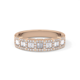 Half Eternity Wedding Band with 0.71 TCW Round and Baguette Cut Moissanite – Yellow, White, or Rose Gold
