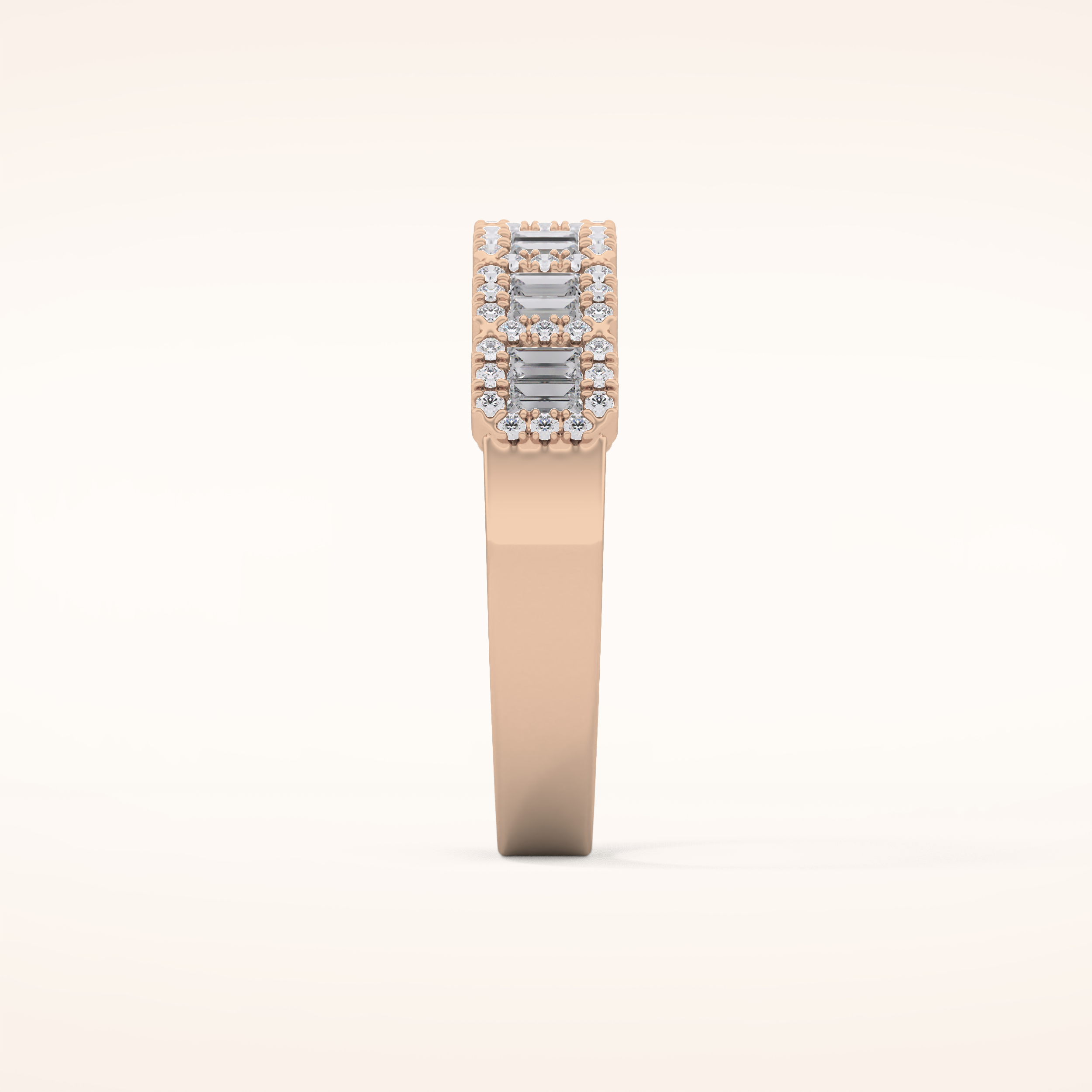0.71 TCW Round & Baguette Shaped Moissanite Half Eternity Wedding Band