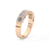 Half Eternity Wedding Band with 0.71 TCW Round and Baguette Cut Moissanite – Yellow, White, or Rose Gold