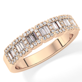 Half Eternity Wedding Band with 0.71 TCW Round and Baguette Cut Moissanite – Yellow, White, or Rose Gold
