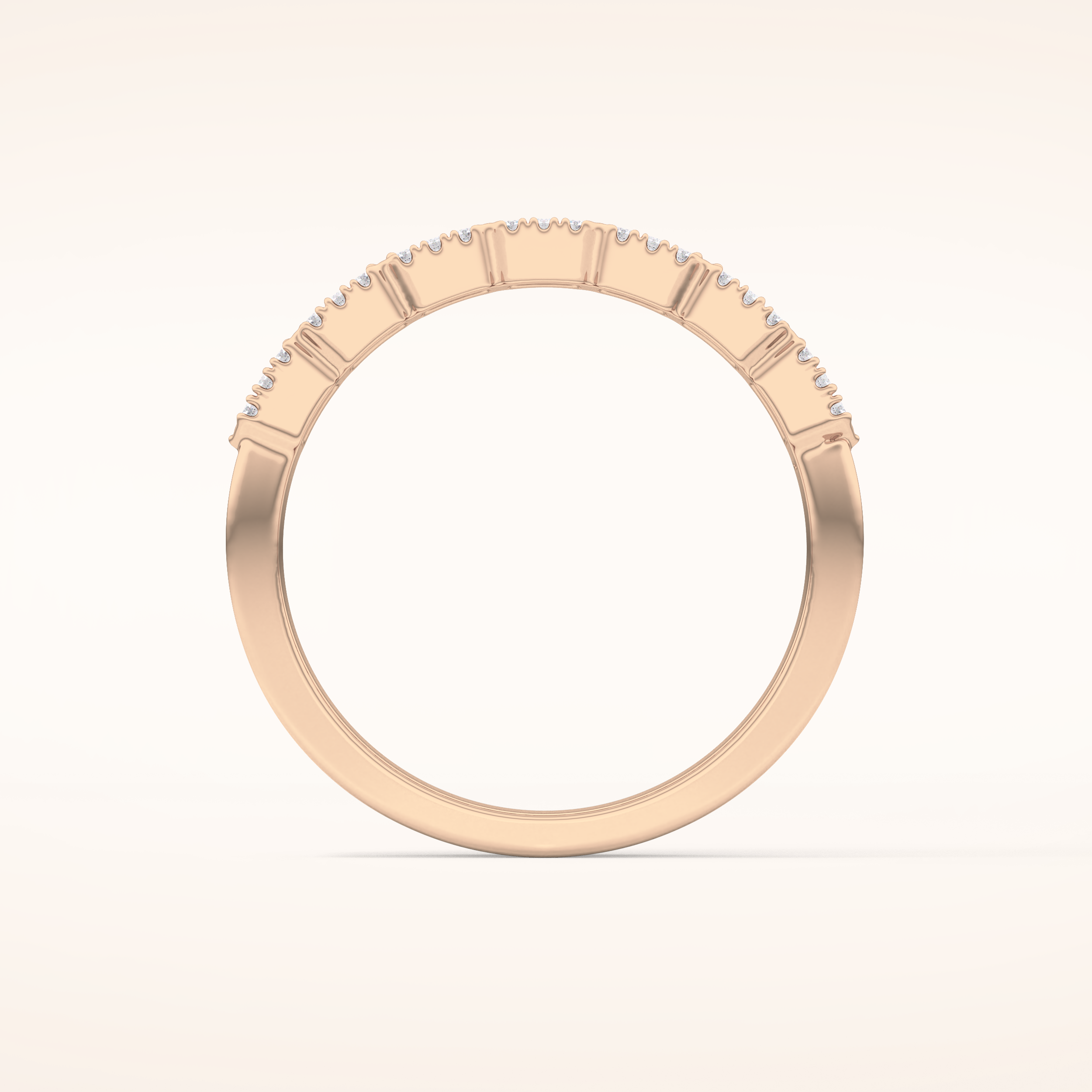 0.71 TCW Round & Baguette Shaped Moissanite Half Eternity Wedding Band