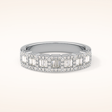 0.71 TCW Round & Baguette Shaped Moissanite Half Eternity Wedding Band