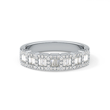 Half Eternity Wedding Band with 0.71 TCW Round and Baguette Cut Moissanite – Yellow, White, or Rose Gold
