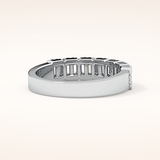 0.71 TCW Round & Baguette Shaped Moissanite Half Eternity Wedding Band