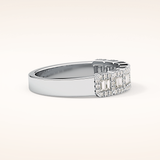 0.71 TCW Round & Baguette Shaped Moissanite Half Eternity Wedding Band