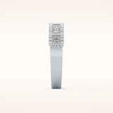 0.71 TCW Round & Baguette Shaped Moissanite Half Eternity Wedding Band