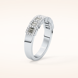 0.71 TCW Round & Baguette Shaped Moissanite Half Eternity Wedding Band