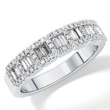 Half Eternity Wedding Band with 0.71 TCW Round and Baguette Cut Moissanite – Yellow, White, or Rose Gold