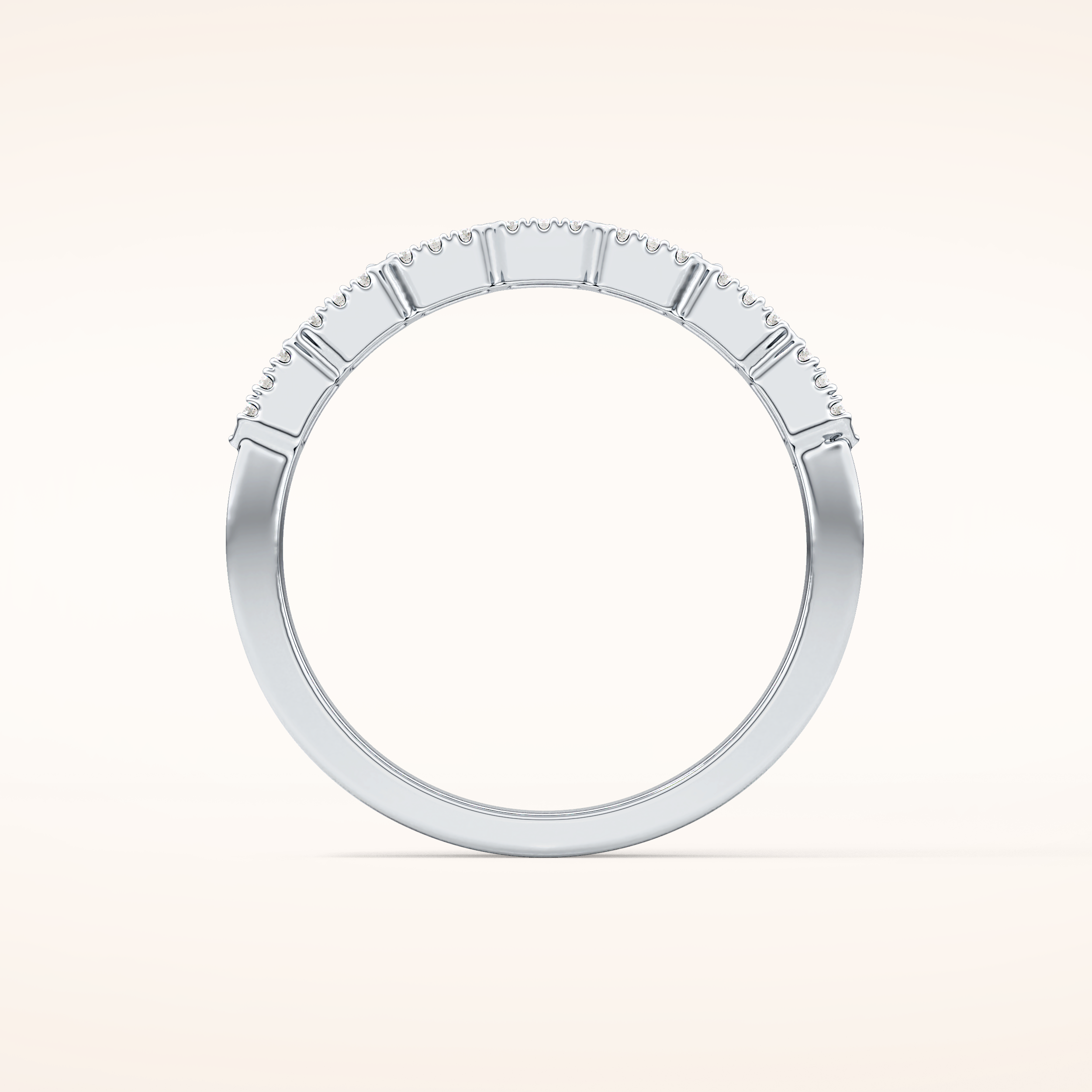 0.71 TCW Round & Baguette Shaped Moissanite Half Eternity Wedding Band
