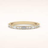 0.70 TCW Round & Baguette Shaped Moissanite Half Eternity Wedding Band