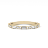 Half Eternity Wedding Band with 0.70 TCW Round and Baguette Cut Moissanite – Yellow, White, or Rose Gold