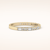 0.70 TCW Round & Baguette Shaped Moissanite Half Eternity Wedding Band