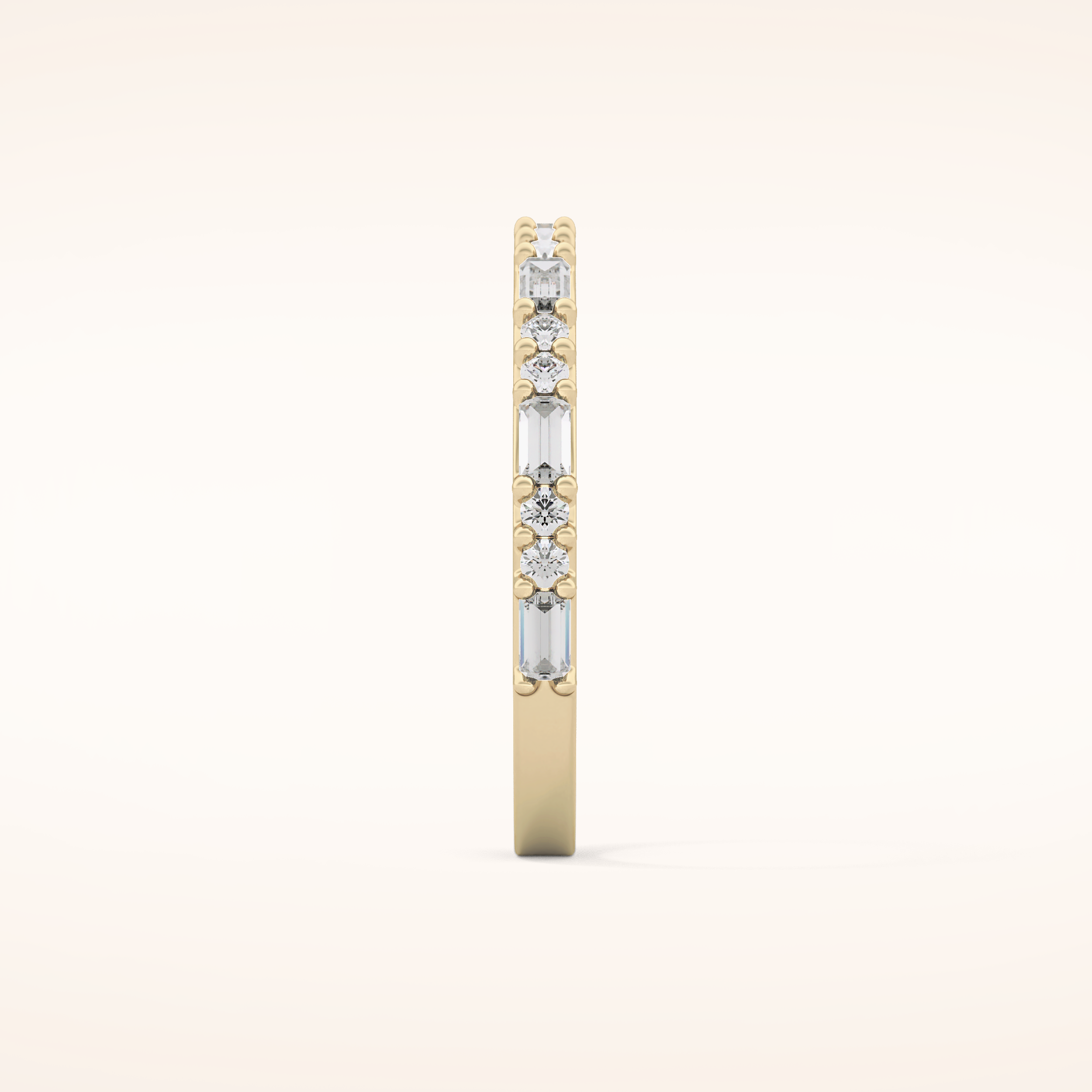 0.70 TCW Round & Baguette Shaped Moissanite Half Eternity Wedding Band