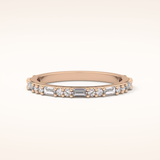 0.70 TCW Round & Baguette Shaped Moissanite Half Eternity Wedding Band