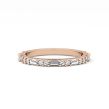 Half Eternity Wedding Band with 0.70 TCW Round and Baguette Cut Moissanite – Yellow, White, or Rose Gold
