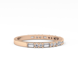 Half Eternity Wedding Band with 0.70 TCW Round and Baguette Cut Moissanite – Yellow, White, or Rose Gold