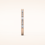 0.70 TCW Round & Baguette Shaped Moissanite Half Eternity Wedding Band