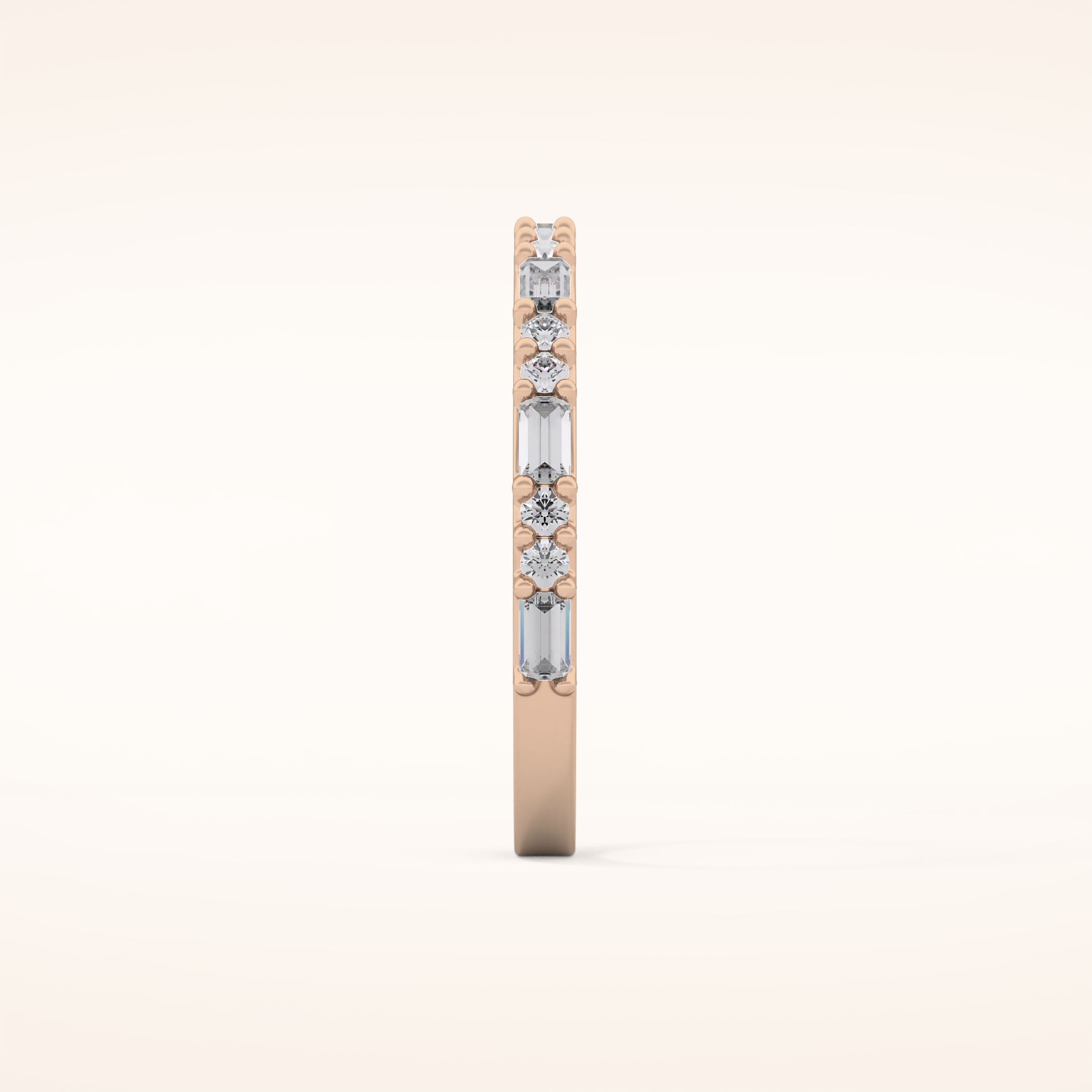 0.70 TCW Round & Baguette Shaped Moissanite Half Eternity Wedding Band